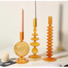 wholesale round glass candlestick holder